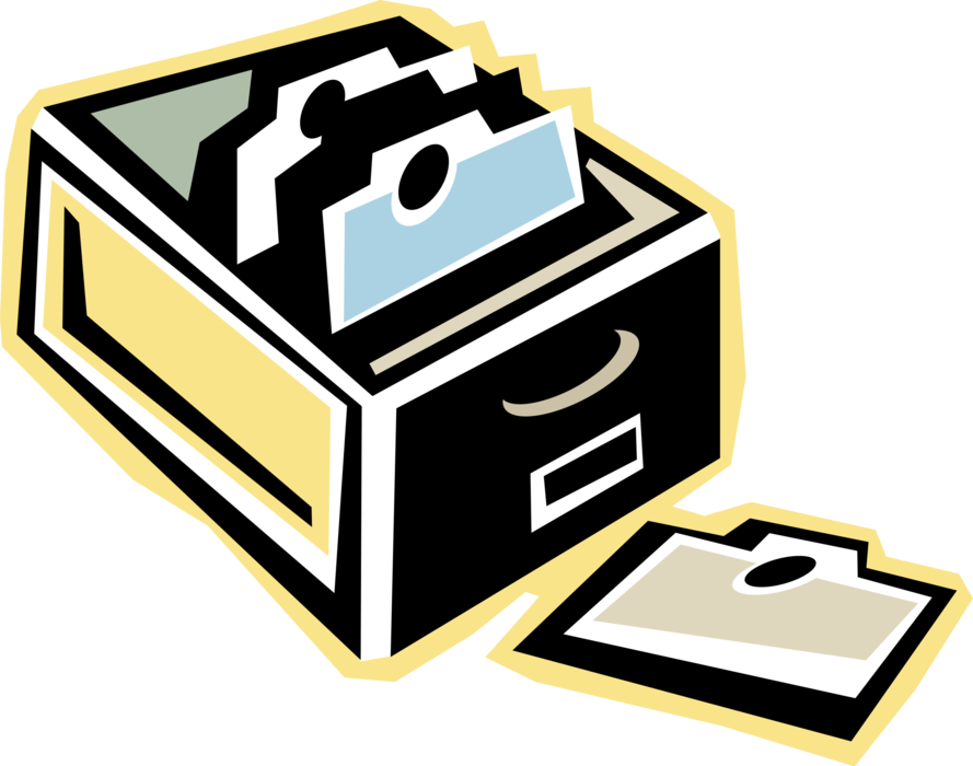 Vector Illustration of Library Book Card Index Filing Cabinet