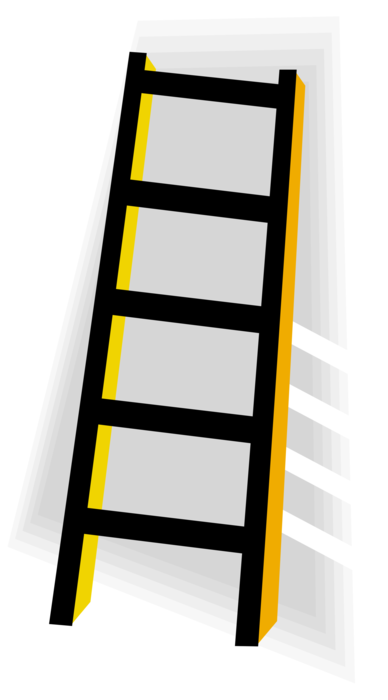 Vector Illustration of Portable Rigid Step Ladder or Stepladder with Stringer or Rail Steps