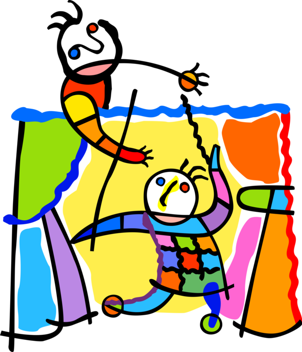 Vector Illustration of Puppeteer Performs Puppet Show for Children on Stage