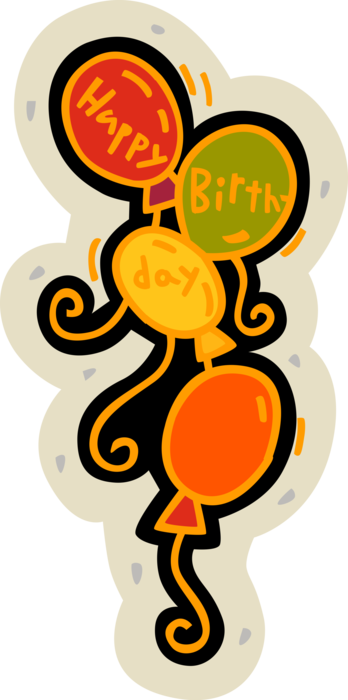 Vector Illustration of Birthday Party Balloons Helps Partygoers Celebrate