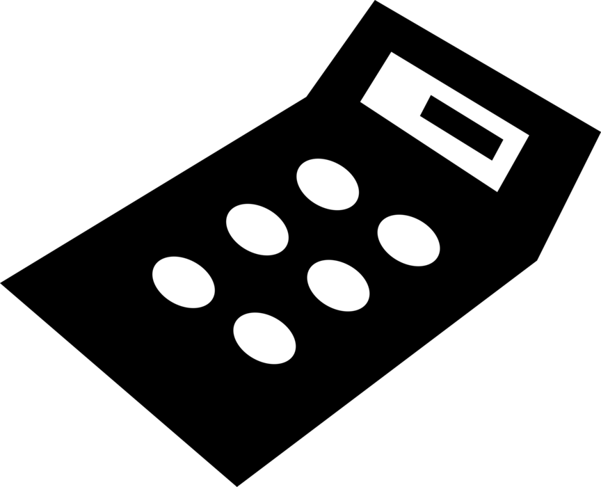 Vector Illustration of Calculator Portable Electronic Device Performs Basic Operations of Mathematics