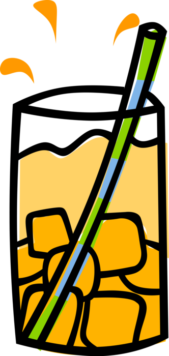 Vector Illustration of Drink with Ice and Drinking Straw