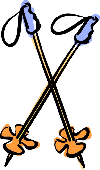 Vector Illustration of Ski Poles Provide Alpine Downhill Skiers Balance and Propulsion