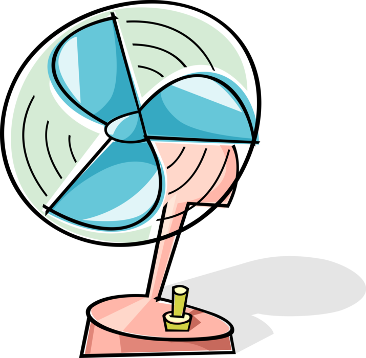 Vector Illustration of Household Electric Fan Provides Air Circulation