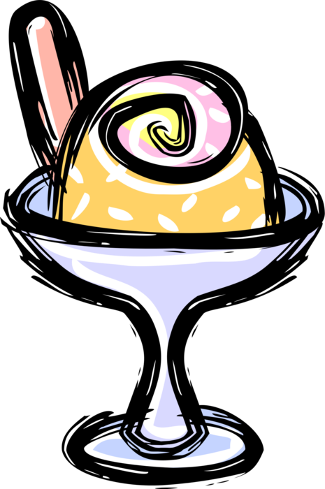 Vector Illustration of Dessert Ice Cream and Cookie Biscuit in Bowl