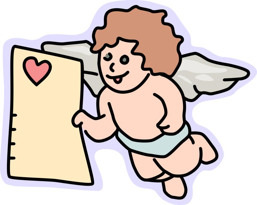 Vector Illustration of Cupid God of Desire and Erotic Love with Valentine's Day Love Greeting Card