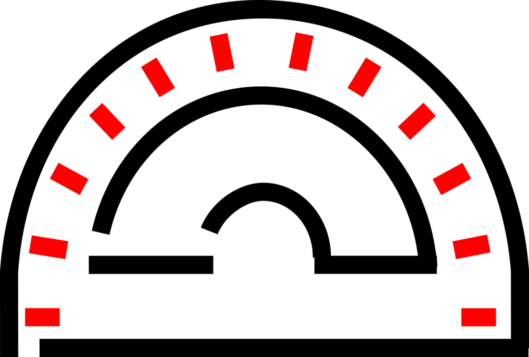 Vector Illustration of Geometry Protractor Measurement Instrument for Measuring Angles in Degrees