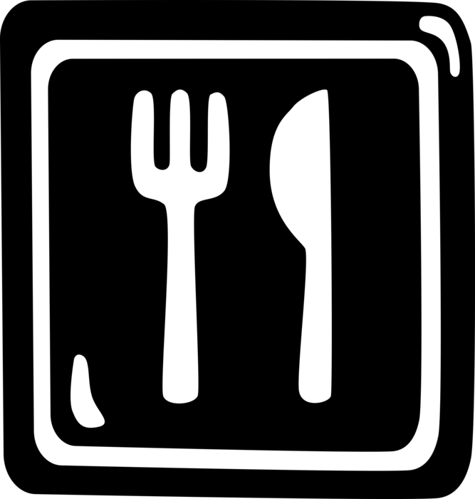 Vector Illustration of Highway Roadside Services Restaurant Sign with Fork and Knife