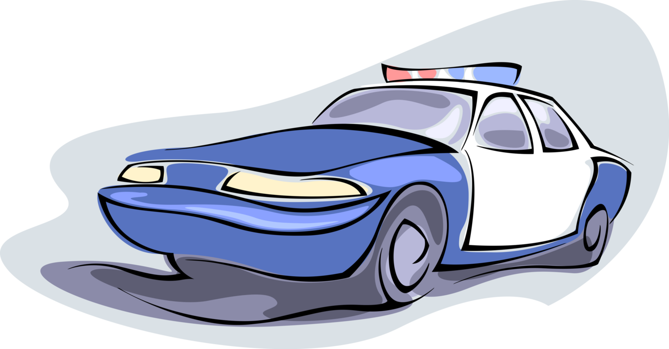 Vector Illustration of Law Enforcement Police Car Cruiser Squad Car Automobile Motor Vehicle