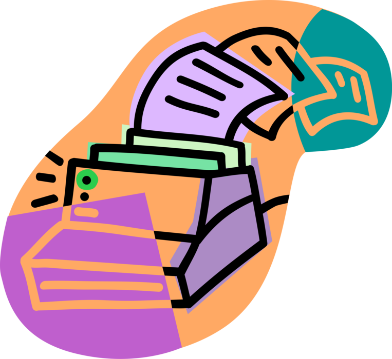 Vector Illustration of Computer Printer Peripheral Document Printing Device Symbol