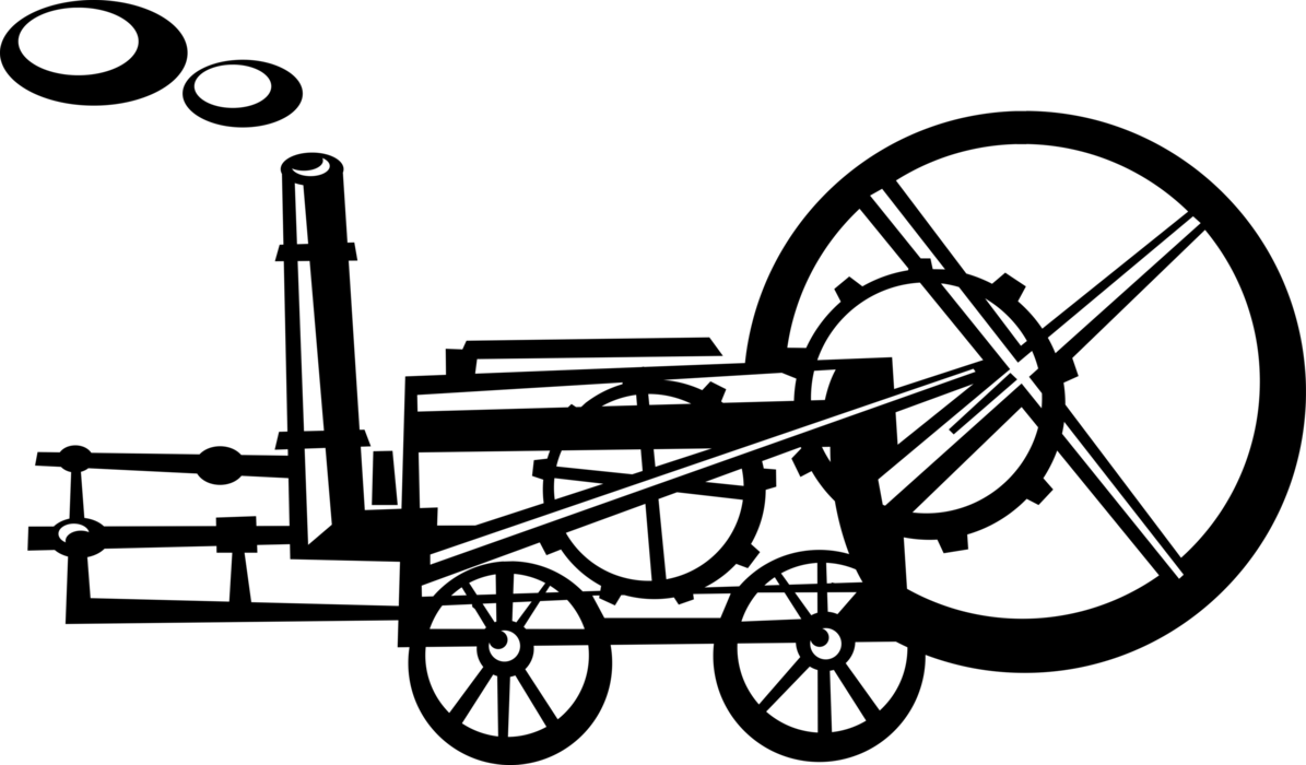Vector Illustration of Farm Equipment Steam Engine Tractor
