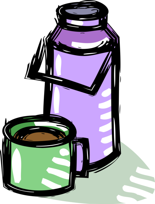 Vector Illustration of Thermos Insulated Food and Beverage Container Keeps Liquid Hot or Cold