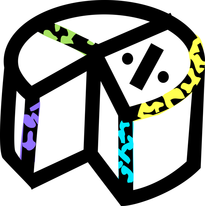 Vector Illustration of Pie Chart Statistical Infographic Divided into Slices to Illustrate Numerical Proportion