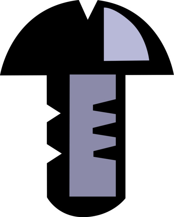 Vector Illustration of Screw Threaded Fastener used in Word working or Construction