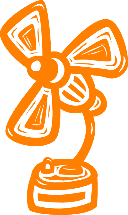 Vector Illustration of Household Electric Fan Provides Air Circulation
