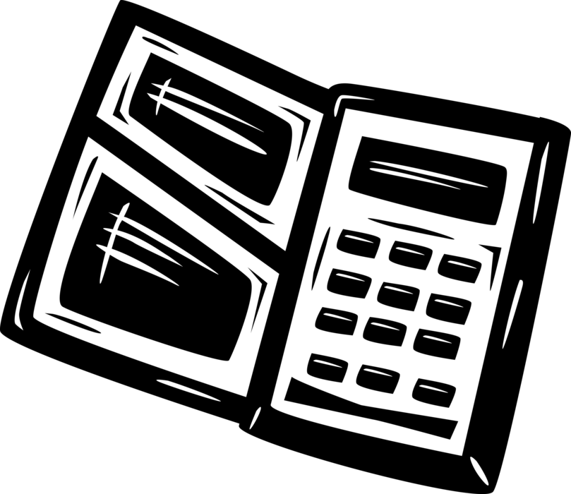 Vector Illustration of Calculator Portable Electronic Device Performs Basic Operations of Mathematics