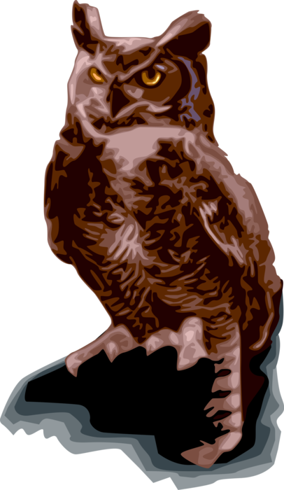 Vector Illustration of Great Horned Owl Bird