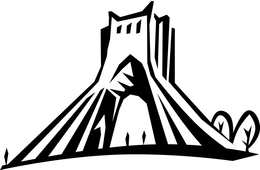 Vector Illustration of Azadi Tower Monument in Azadi Square, Tehran, Iran