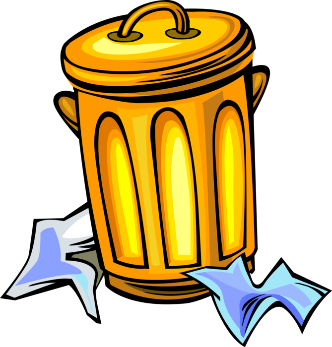 Vector Illustration of Waste Basket, Dustbin, Garbage Can, Trash Can for Rubbish