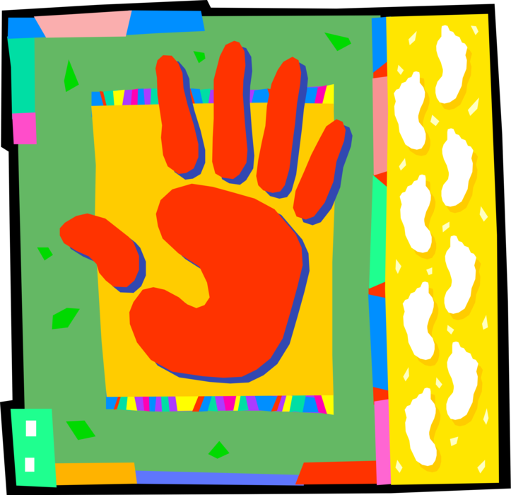 Vector Illustration of Red Handprint Impression of Hand