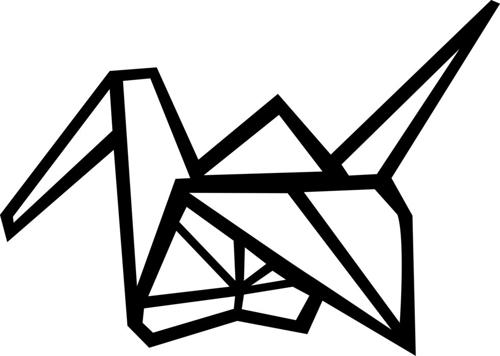 Vector Illustration of Japanese Culture Origami Art of Paper Folding Bird