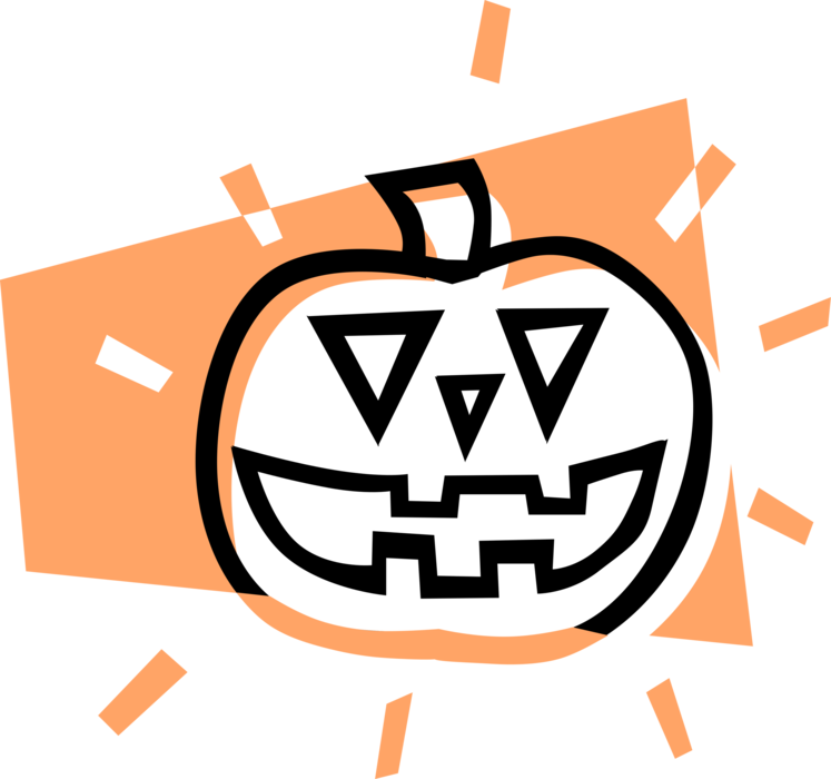 Vector Illustration of Halloween Jack-o'-Lantern Carved Pumpkin