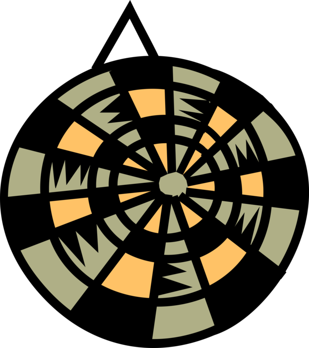 Vector Illustration of Dartboard Traditional Pub Game of Darts