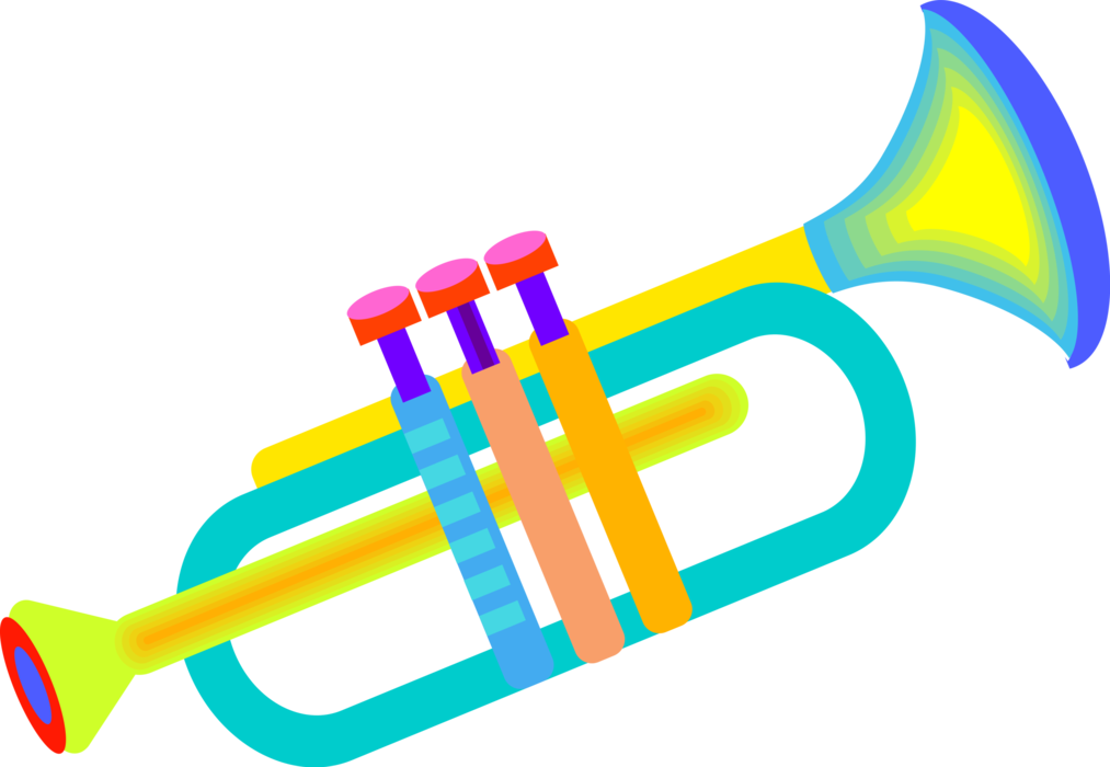 Vector Illustration of Trumpet Horn Brass Musical Instrument used in Classical and Jazz Ensembles