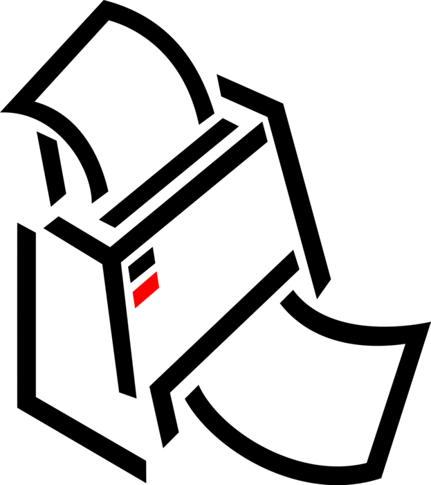 Vector Illustration of Computer Printer Peripheral Document Printing Device