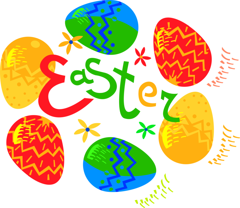 Vector Illustration of Colorful Decorated Easter or Paschal Eggs