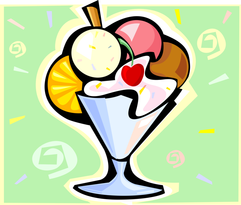 Vector Illustration of Dessert Gelato Ice Cream with Cherry