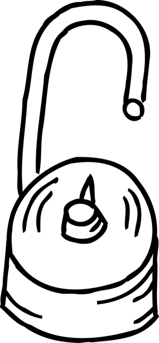 Vector Illustration of Combination Padlock Lock with Number Sequence Locking Device Provides Security