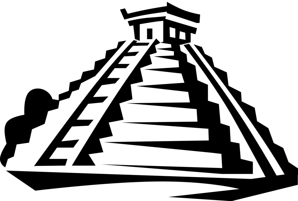 Vector Illustration of Inca Pyramid Structure of Worship and Rituals to Gods