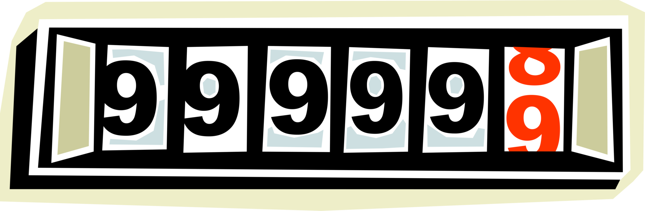 Vector Illustration of Automobile Odometer Instrument Indicates Distance Traveled by Vehicle