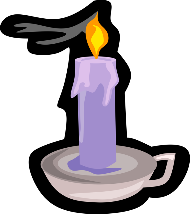 Vector Illustration of Candle Ignitable Wick Embedded in Wax with Burning Flame