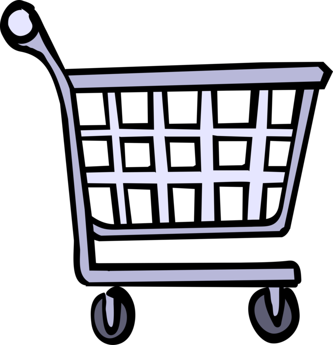 Vector Illustration of Supermarket Grocery Store Shopping Cart