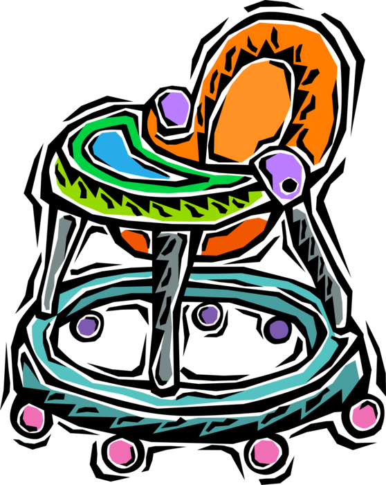 Vector Illustration of Newborn Infant Baby Walker Device used by Infants Who Cannot Walk on Their Own