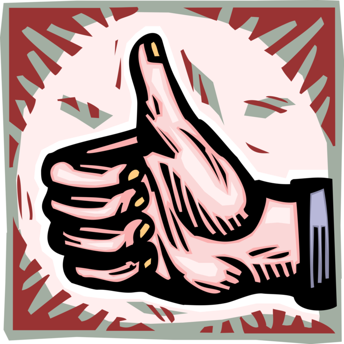 Vector Illustration of Nonverbal Communication Hand Gestures Thumbs Up