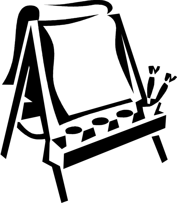 Vector Illustration of Artist's Easel for Supporting and Displaying Visual Arts Painting Canvas