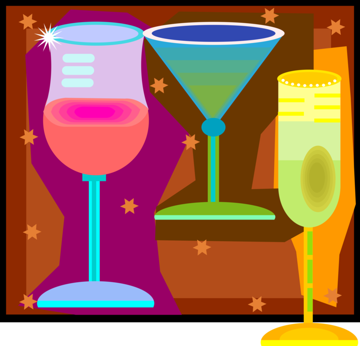 Vector Illustration of Colorful Beverage Glass Collection