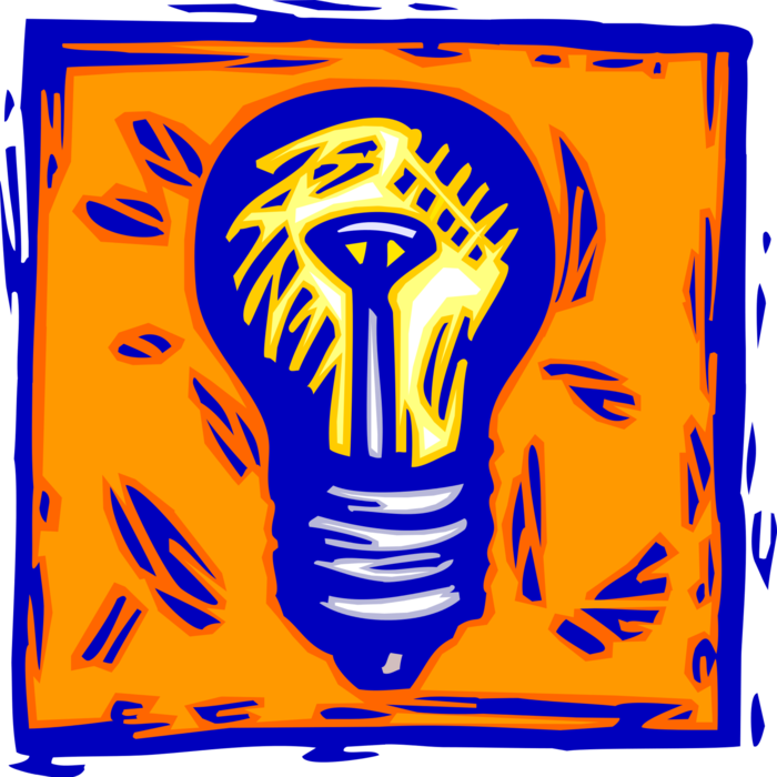 Vector Illustration of Electric Light Bulb Symbol of Invention, Innovation, Inspiration and Good Ideas