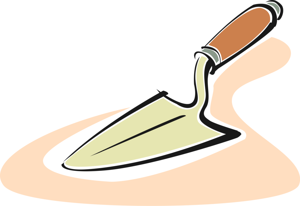 Vector Illustration of Trowel Hand Tool for Digging, Smoothing Material