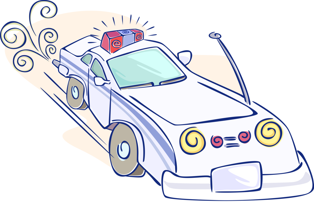 Vector Illustration of Law Enforcement Police Car Cruiser Squad Car Automobile Motor Vehicle