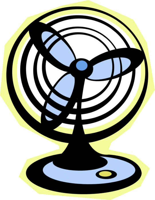 Vector Illustration of Household Electric Fan Provides Air Circulation