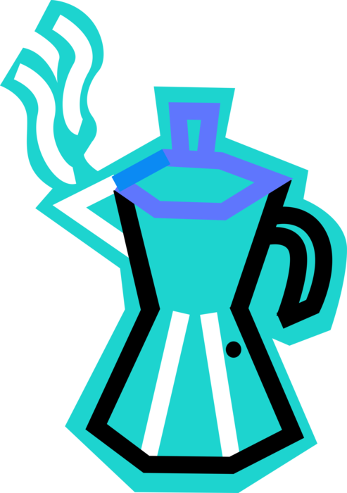 Vector Illustration of Stove-Top Moka Pot Macchinetta Coffee Pot Coffeemaker or Coffee Machine