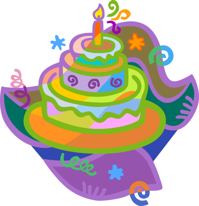 Vector Illustration of First Birthday with Birthday Cake and Candle
