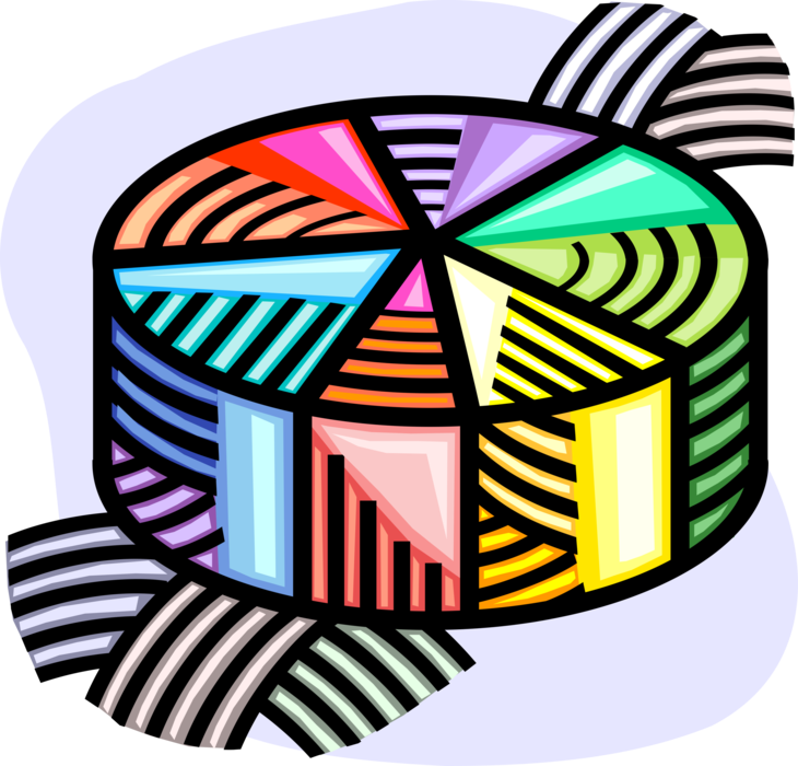 Vector Illustration of Pie Chart Statistical Infographic Divided into Slices to Illustrate Numerical Proportion