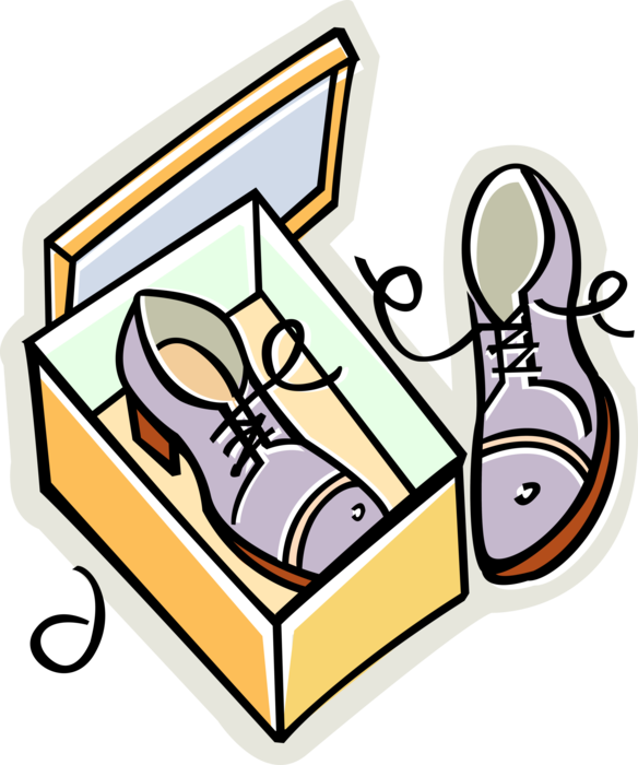 Vector Illustration of Retail Shoe Store New Dress Shoes Footwear
