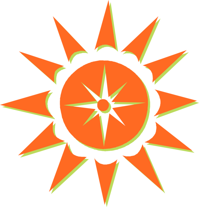 Vector Illustration of Circular Sun with Light Emitting Rays