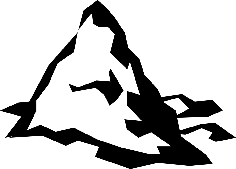 Vector Illustration of Mountain Natural Elevation Rising to Summit